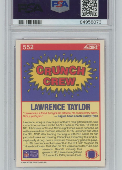 1990 Score Crunch Crew Lawrence Taylor #552 PSA 9 - New York Giants