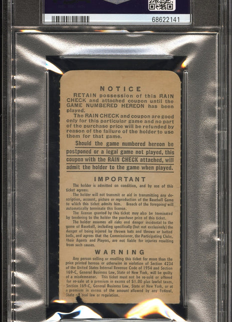 Jackie Robinson Final Hit - 1956 WS GM 6 - PSA 2 Stub